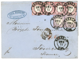 GERMANY : 1872 1/4gr (x2) + 1gr (x4) Canc. BRESLAU On Cover To FRANCE. SOMMER Certificate (1993). Vvf. - Otros & Sin Clasificación