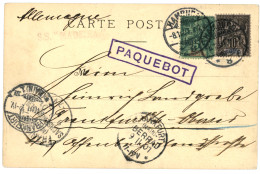 1901 FRENCH GUINEA 5c + 10c Canc. HAMBURG + PAQUEBOT + "S.S MADEIRA" On Card From CONAKRY To GERMANY. Vvf. - Andere & Zonder Classificatie