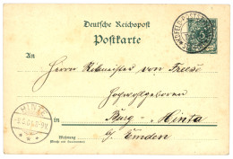 CHINA : 1901 MITLAUFER P./Stat 5pf (with Text) Canc. KD.FELD.POSTSTATION / TAKU / SUDFORT To GERMANY. Vvf. - China (oficinas)