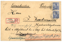 PETCHILI : 1901 GERMANIA 20pf (Pvd)x2 Canc. TONGKU On REGISTERED Cover To GERMANY. Signed STEUER. Vvf. - Chine (bureaux)