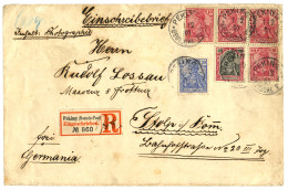 PETCHILI : 1901 10pf (PVc)x4 + 20pf (PVd) + 40pf (PVf) Canc. PEKING On REGISTERED Envelope To GERMANY. Rare Combination. - Deutsche Post In China