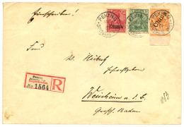 PETCHILI : 1901 GERMANY 5pf + GERMAN CHINA 10pf + 25pf Canc. PEKING On REGISTERED Envelope To BADEN. Superb. - China (kantoren)