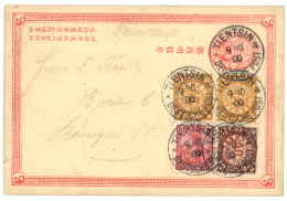 CHINA : 1900 CHINA P./Stat 1c+ 1c(x2)+ 2c + GERMANY 10pf Canc. TIENTSIN To GERMANY. Vvf. - Chine (bureaux)