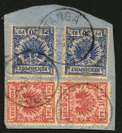 CAMEROONS - VORLAUFER : Pair 10pf (n°47b) + 20pf (n°48b)x2 Canc. GROSS-BATANGA On Piece.  STEUER Certificate (1995). VF. - Kameroen