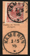 CAMEROONs - VORLAUFER : 10pf (v47c) Canc. KAMERUN On Piece. Signed STEUER. Michel = 450€. Superb. - Cameroun