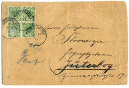 KIAUTSCHOU VORLAUFER : 1898 5c (n°46c) Bloc Of 4 Canc. TSINTANFORT On Envelope To GERMANY Redirected To GENEVA (SWITZERL - Kiauchau