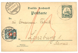 GERMAN NEW GUINEA : 1912 P./Stat 5pf Sent To SWITZERLAND Taxed With 15c SWISS POSTAGE DUE. Vf. - Deutsch-Neuguinea