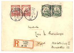 TOGO - ASSAHUM : 1908 5pf (x2) + 10pf (x2) Canc. ASSAHUM On REGISTERED Envelope To GERMANY. RARE. Vvf. - Togo