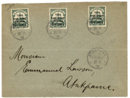 TOGO ANGLO-FRENCH OCCUPATION : 1914 1d On 5pf (x3) Canc. ATAKPAME On Local Envelope. Vvf. - Togo