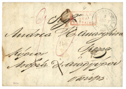 GREECE : 1840 CONSTANTINOPLE TURQUIE + Boxed ELLAS DIA PEIREUS On Entire Letter To SPERZE. RARE. Vvf. - Autres & Non Classés