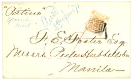 HONG-KONG : 1871 8c Canc. B62 + HONG-KONG (verso) On Envelope With Full Text To MANILA (PHILIPPINES) With Arrival Cds. S - Other & Unclassified