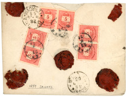 HUNGARY : 1879 5k (x6) Canc. ZAGREB On Reverse Of REGISTERED Envelope To MILAN (ITALY). Vf. - Sonstige & Ohne Zuordnung