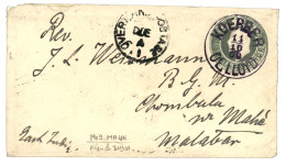 MAHE French INDIA - AUSTRIAN PACKET : 1909 INDIA P./Stat. Canc. KOERBER OE LLOYD To MAHE French INDIA. Verso, CHOMBALA M - Other & Unclassified