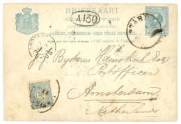 IRAN - PERSIA : 1901 NETHERLANDS 5c Postal Stationery (reply Card) Canc. TABRIZ + Stamp Of PERSIA To AMSTERDAM. Very Rar - Iran