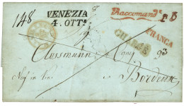 1852 VENEZIA + CHARGE + FRANCA + Raccomand On Entire Letter To FRANCE. Superb. - Non Classés