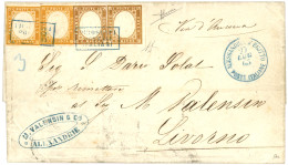 ITALIAN P.O. - ALEXANDRIA : 1863 SARDINIA 10c (x2) + 80c (x2) Small Faults Canc. PIROSCAFI POSTALI ITALIANI +  ALESSANDR - Andere & Zonder Classificatie