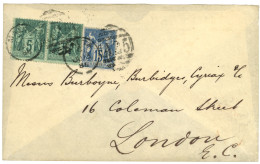 MALTA : 1886 FRANCE 5c (x2) + 25c Canc. A25 + MALTA On Envelope To ENGLAND. Scarce. Vvf. - Malte (...-1964)