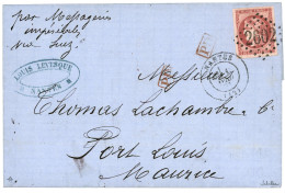 MAURITIUS : 1871 FRANCE 80c BORDEAUX Issue (n°49) With 4 Nice Margins Canc. GC 2602 + NANTES On Entire Letter To PORT LO - Mauricio (...-1967)