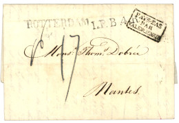 FORWARDING AGENT : 1824 Boxed PAYS BAS PAR VALENCIENNES + L.P.B.4 + ROTTERDAM On Entire Letter With Text Datelined "BATA - Nederlands-Indië