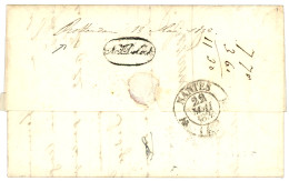 FORWARDING AGENT : 1835 Boxed HOLLANDE PAR THIONVILLE + L.P.B.4.R Red + ROTTERDAM On Entire Letter With Text Datelined " - Niederländisch-Indien