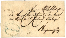 BORNEO : 1844  ONGEFRANKEERD ZEE BRIEF SAMARANG In Blue On Entire Letter To BANJARMASSING (BORNEO). Very Rare Destinatio - India Holandeses