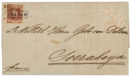 TOEBAN : 1866 10c (n°1) Canc. FRANCO + TOEBAN Red On Entire Letter To SOERABAYA. Rare. Only 2 Letters Are Recorded From  - Netherlands Indies