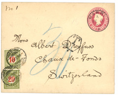 Delcampe - SOUTHERN NIGERIA : 1903 P./Stat 1d Pink Canc. WARRI To SWITZERLAND Taxed With SWISS POSTAGE DUES. Vvf. - Nigeria (...-1960)