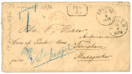 NORWAY Via MAURITIUS To MADAGASCAR : 1876 BOGSTAD + BERGEN + Rare French Maritime Red Cds ITALIE PAQ. FR. 6 On Taxed Env - Otros & Sin Clasificación