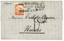 PERU - PABELLON DE PICA : 1875 10c Canc. RECEPTORIA DE CORREOS DE PABELLON DE PICA + GB/1F90c On Entire Letter Via IQUIQ - Perú