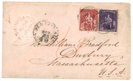 TRINIDAD :  1869 1d + 4d + TRINIDAD PAID Red On Envelope To UNITED STATES. Verso, ST THOMAS. Vf. - Trinidad Y Tobago