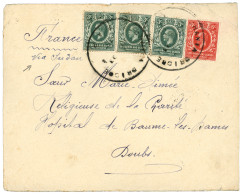 UGANDA - CHANIA BRIDGE : 1918 EAST AFRICA & UGANDA 3c (x3) + 6c Canc. CHANIA BRIDGE + "VIA SUDAN" On Envelope (missionar - Ouganda (...-1962)