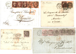 GREAT BRITAIN : 1860/75 Lot Of 9 Covers From ENGLAND With Nice Franking To OVERSEA Destinations. Vvf. - Andere & Zonder Classificatie