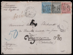 Basutoland 1882 Three-Colour Letter Mafeteng To Spain, BONC 156 - Otros & Sin Clasificación