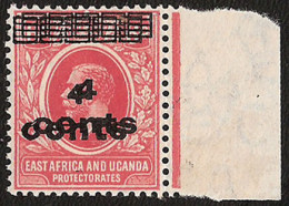 KUT 1919 4C SURCHARGE DOUBLE - Kenya, Ouganda & Tanganyika