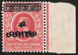 KUT 1919 4C SURCHARGE DOUBLE - Kenya, Uganda & Tanganyika