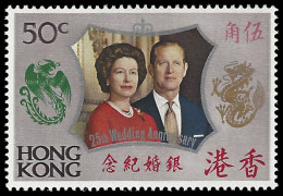 Hong Kong 1972 QEII 50c Silver Wedding Dull Purple Double Print - Autres & Non Classés