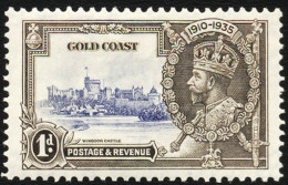 Gold Coast 1935 Silver Jubilee 1d Extra Flagstaff VF/M  - Gold Coast (...-1957)