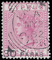 Cyprus 1882 30pa Provisional In Use Only 17 Days, VF/U - Cyprus (...-1960)