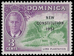 Dominica 1951 KGVI 3c "C" Of "CA" Missing From Watermark - Dominica (...-1978)