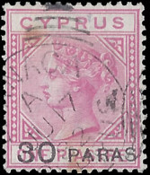 Cyprus 1882 30pa Provisional In Use Only 17 Days, F/U - Zypern (...-1960)