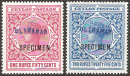 Ceylon 1899 QV High Values Specimens With Ultramar, Rare - Ceylon (...-1947)