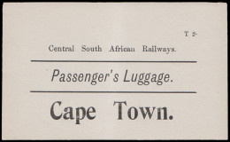 Cape Of Good Hope 1900 Railway Luggage Label CSAR Cape Town - Cap De Bonne Espérance (1853-1904)
