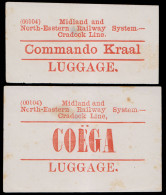 Cape Of Good Hope 1900 Railway Luggage Labels Cradock Line - Cap De Bonne Espérance (1853-1904)
