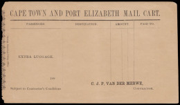 Cape Of Good Hope 1900 Mail Cart Ticket Cape Town Port Elizabeth - Cap De Bonne Espérance (1853-1904)