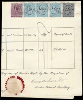 Cape Of Good Hope 1897 Death Certificate, 15/- QV Revenues - Cape Of Good Hope (1853-1904)