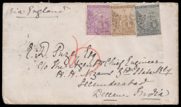 Cape Of Good Hope 1888 Three Colour Franking To India - Cape Of Good Hope (1853-1904)