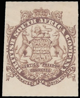 Rhodesia 1896 Large Arms Imperf Vignette Plate Proof, Chocolate - Otros & Sin Clasificación