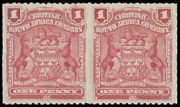 Rhodesia 1898 1d Red Pair, Imperforate Vertically - Sonstige & Ohne Zuordnung