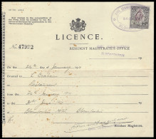 Orange River Colony Revenue 1910 KEVII Â£1 On Restaurant Licence - Oranje Vrijstaat (1868-1909)