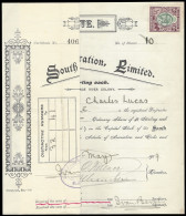 Orange River Colony Revenue 1909 KEVII 6d On Share Certificate - Orange Free State (1868-1909)